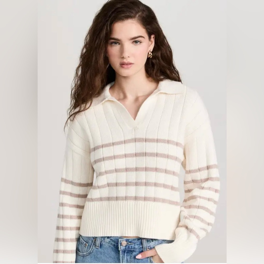 Pistola Arlo V-Neck Sweater in Cream and Tan